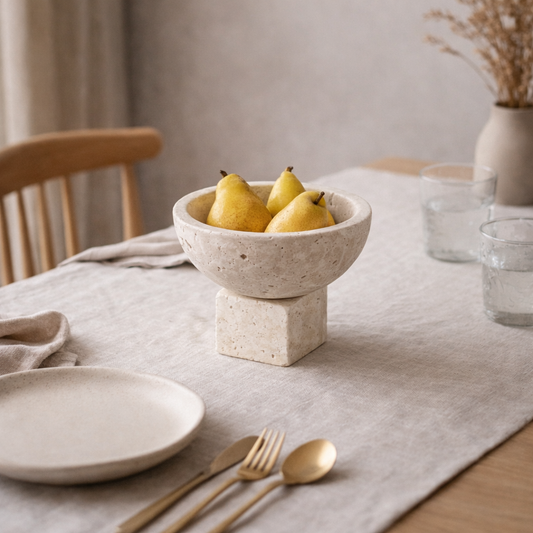 Sculpted Stone Pedestal Bowls