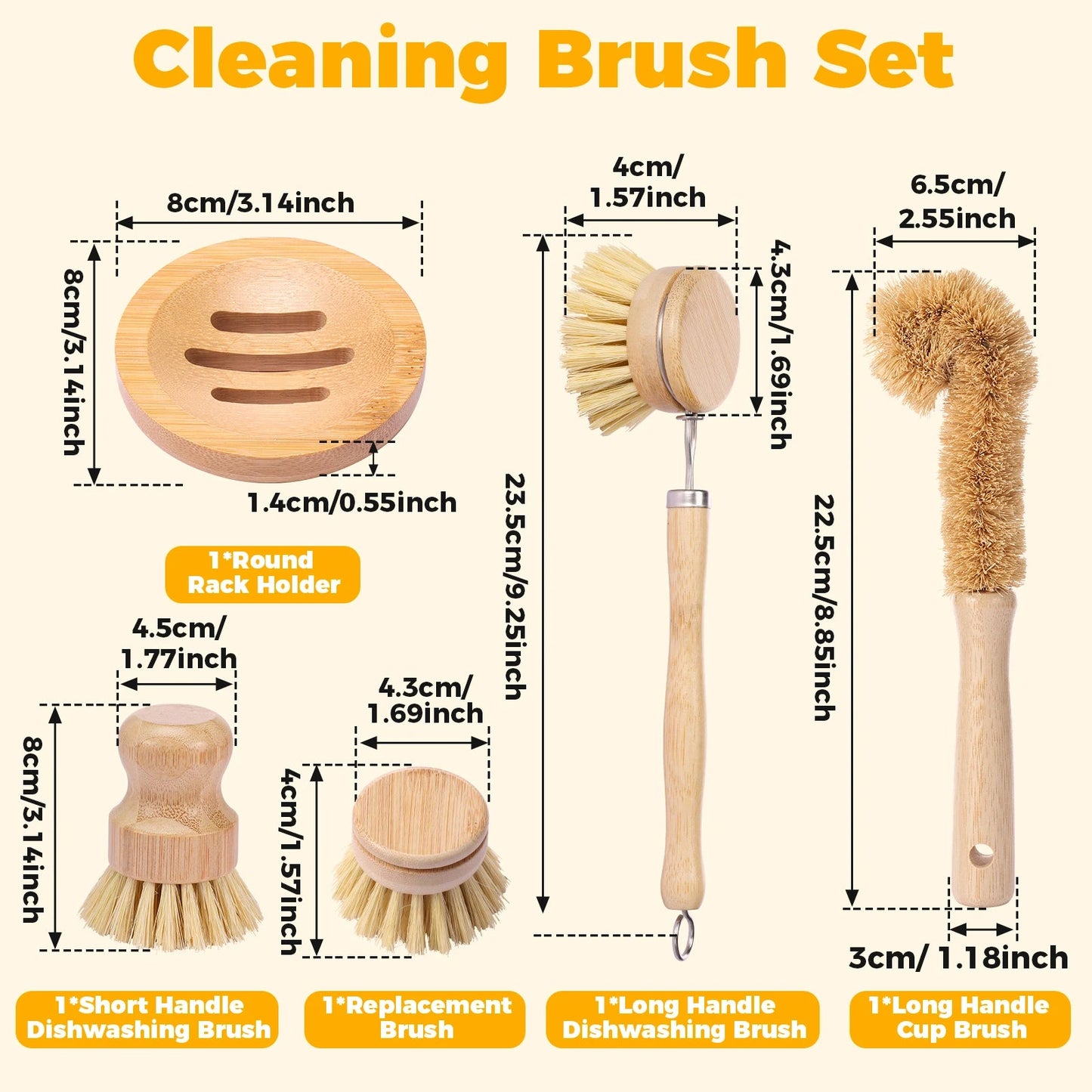 Eco - Clean Bamboo Brush Set - Urban Jiko