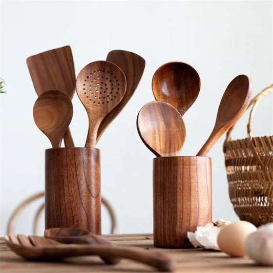 Premium Wooden Utensil Holder - Urban Jiko