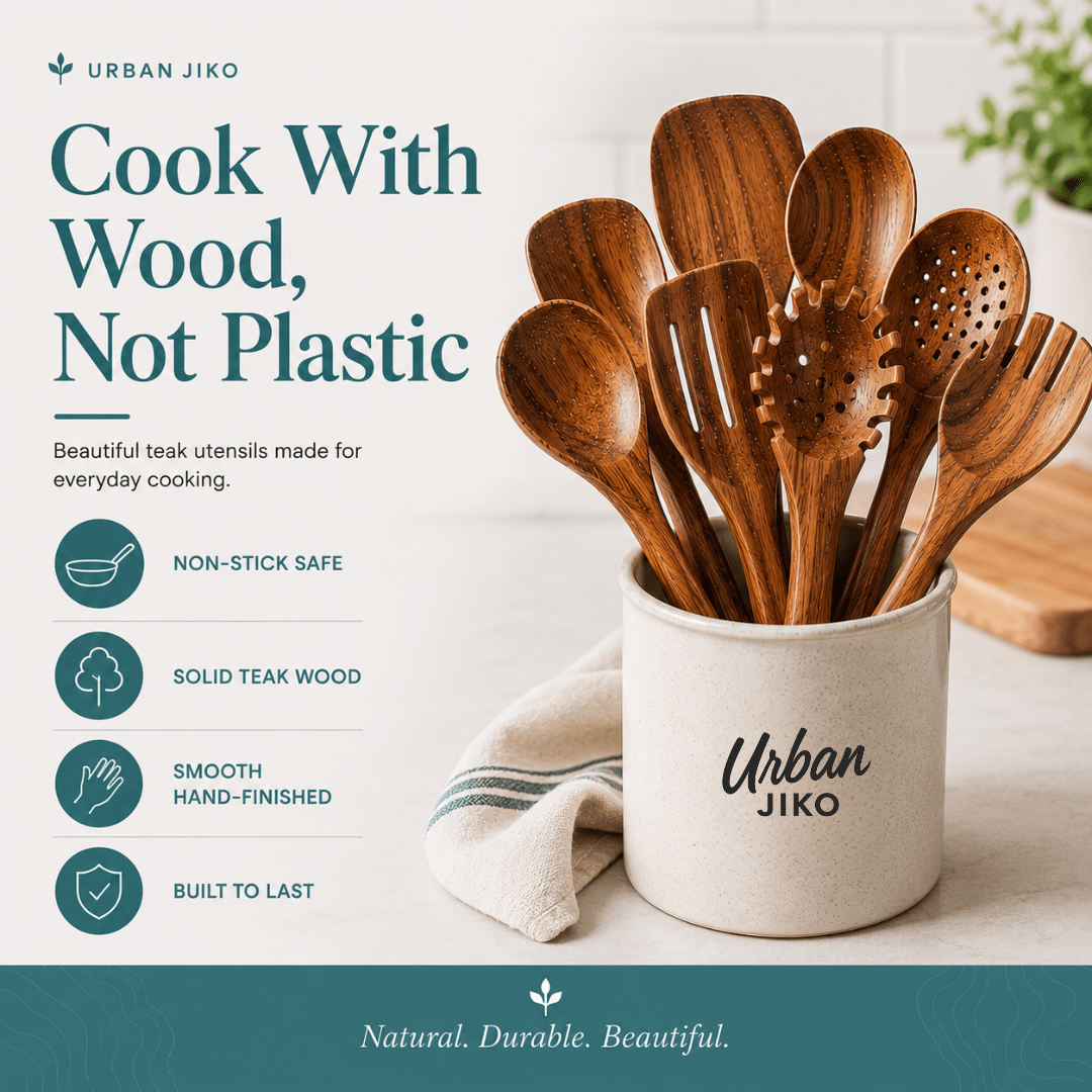 12-Piece Teak Wooden Utensil Set - Urban Jiko