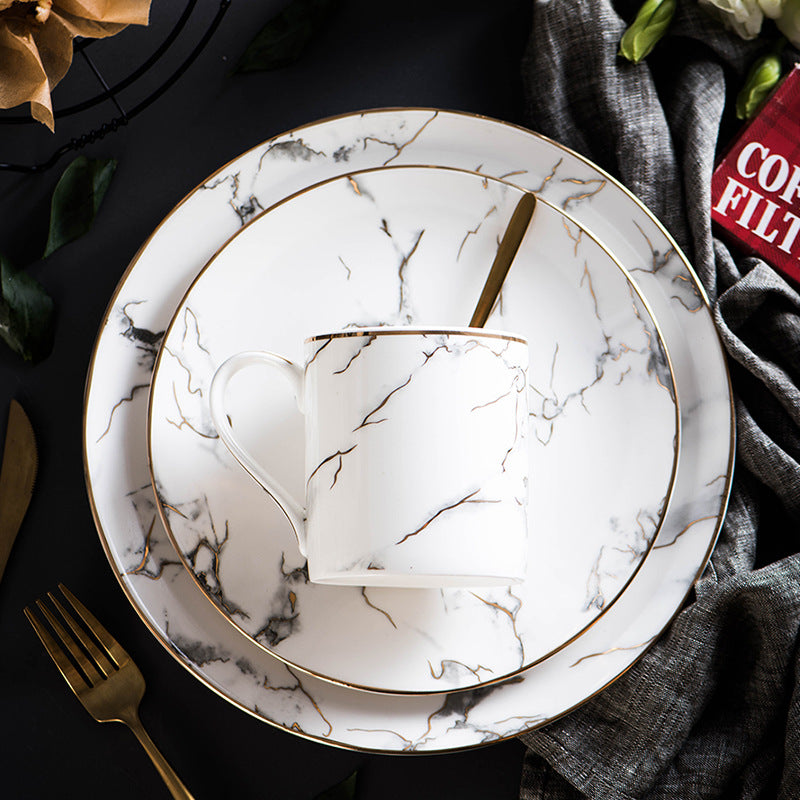 Marbled Ceramic Dinner Plate