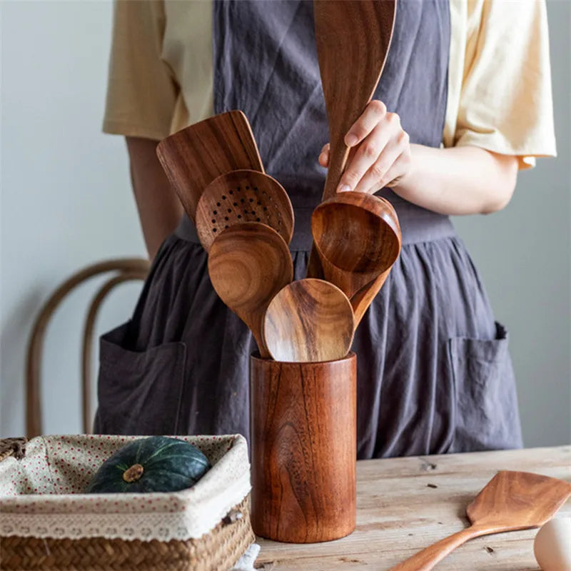 Premium Wooden Utensil Holder