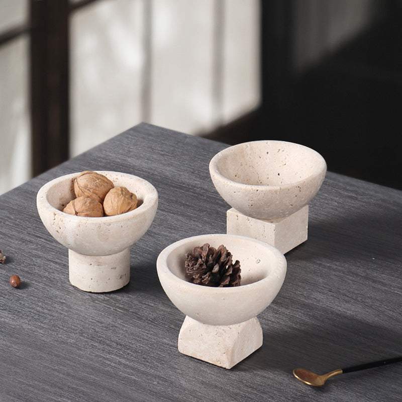 Sculpted Stone Pedestal Bowls