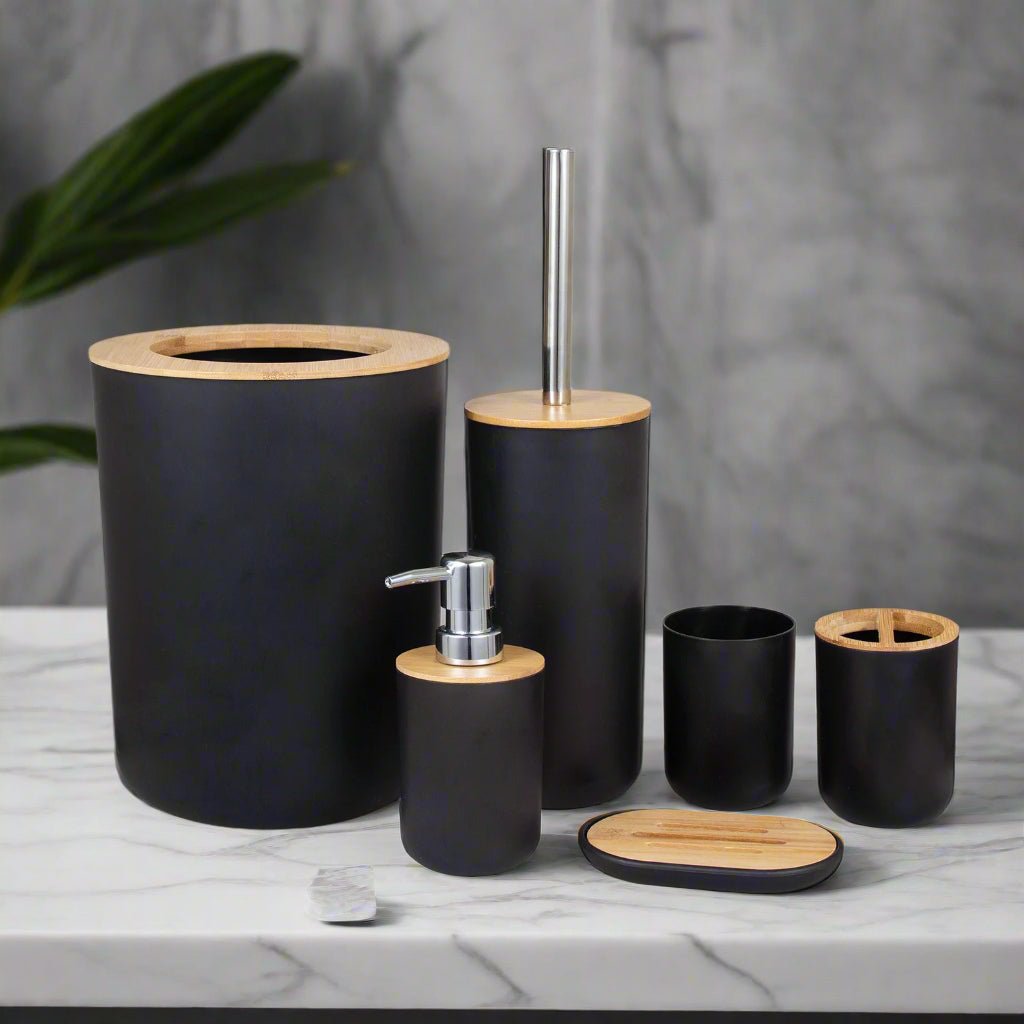 6 - Piece Bamboo Bathroom Accessories Set - Urban Jiko