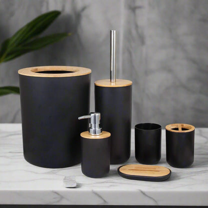 6 - Piece Bamboo Bathroom Accessories Set - Urban Jiko