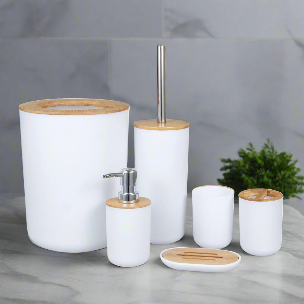 6 - Piece Bamboo Bathroom Accessories Set - Urban Jiko