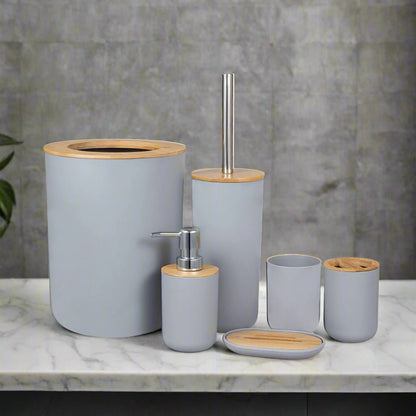 6 - Piece Bamboo Bathroom Accessories Set - Urban Jiko