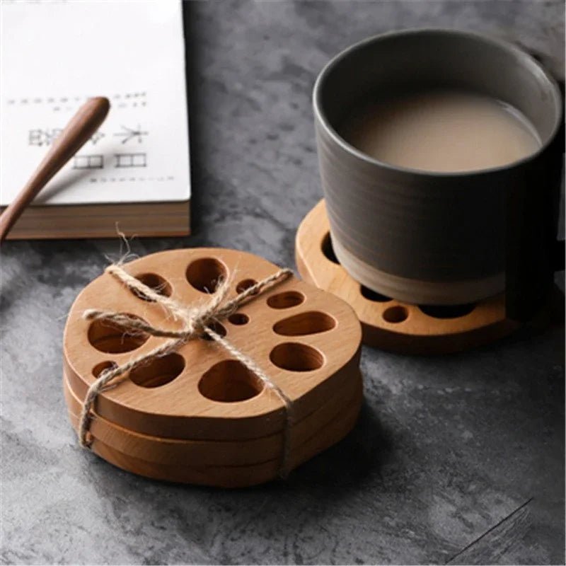 6 - Piece Beech Wood Coaster Set - Urban Jiko