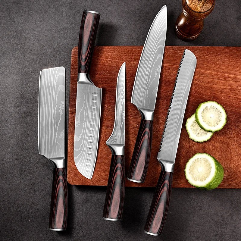 7 - Piece Damascus Steel Knife Set - Urban Jiko