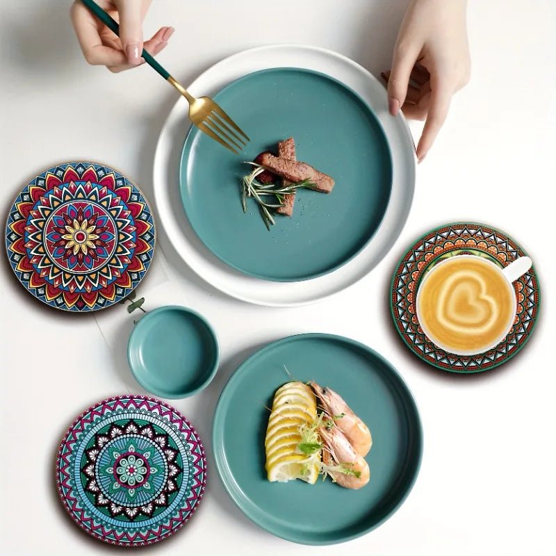 8 - Piece Mandala Wooden Coaster Set - Urban Jiko