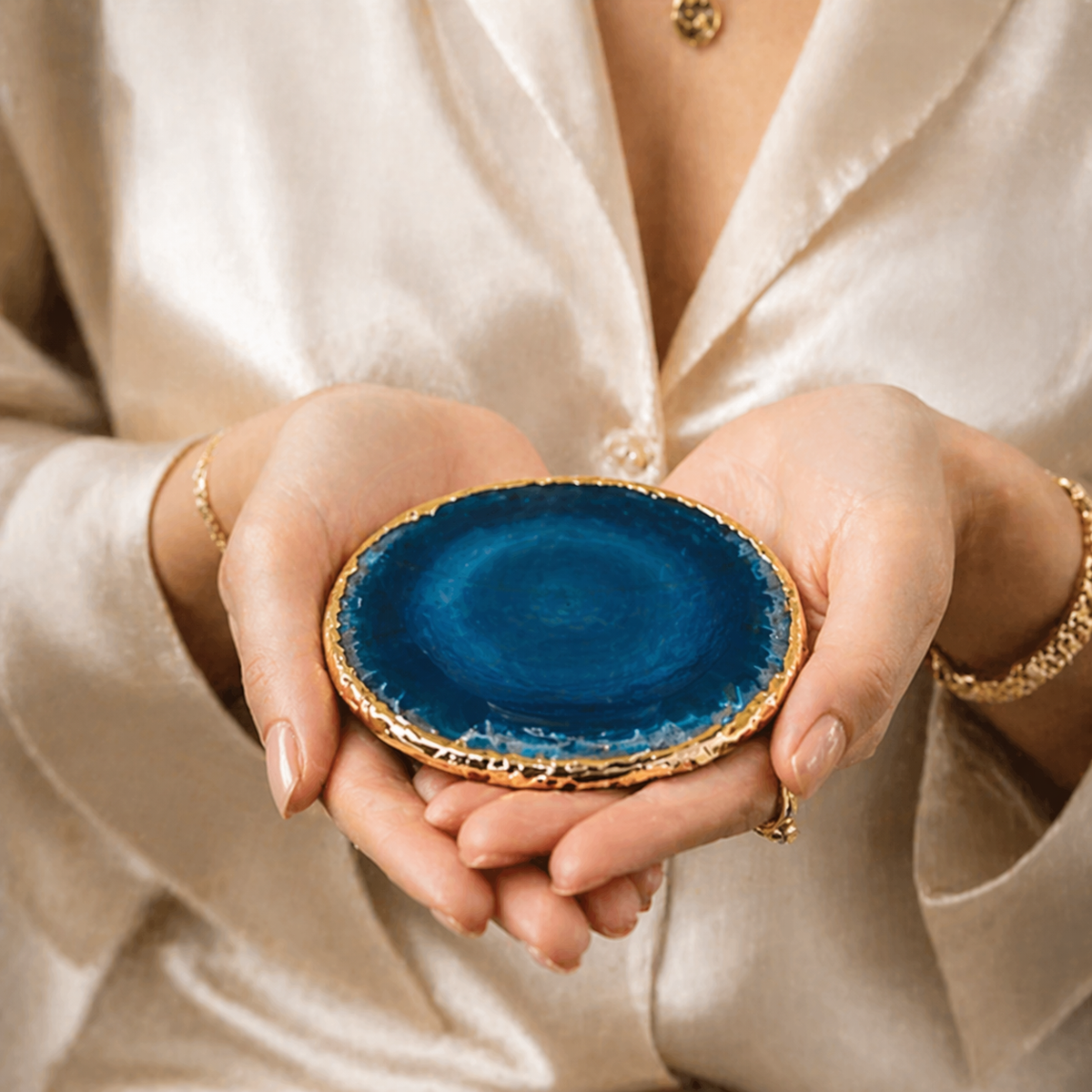 Blue Agate Stone Coaster Set