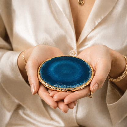 Blue Agate Stone Coaster Set