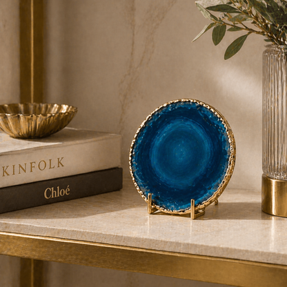 Blue Agate Stone Coaster Set