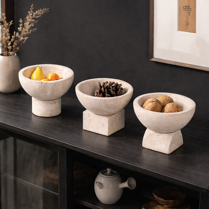 Sculpted Stone Pedestal Bowls