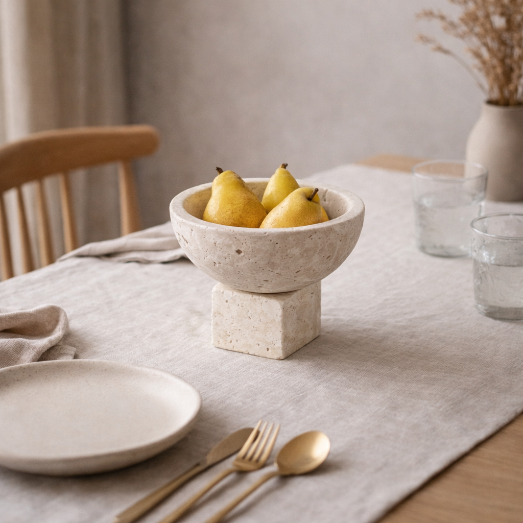 Sculpted Stone Pedestal Bowls