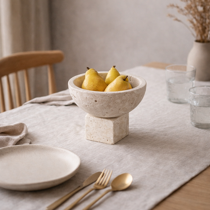 Sculpted Stone Pedestal Bowls