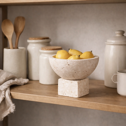 Sculpted Stone Pedestal Bowls