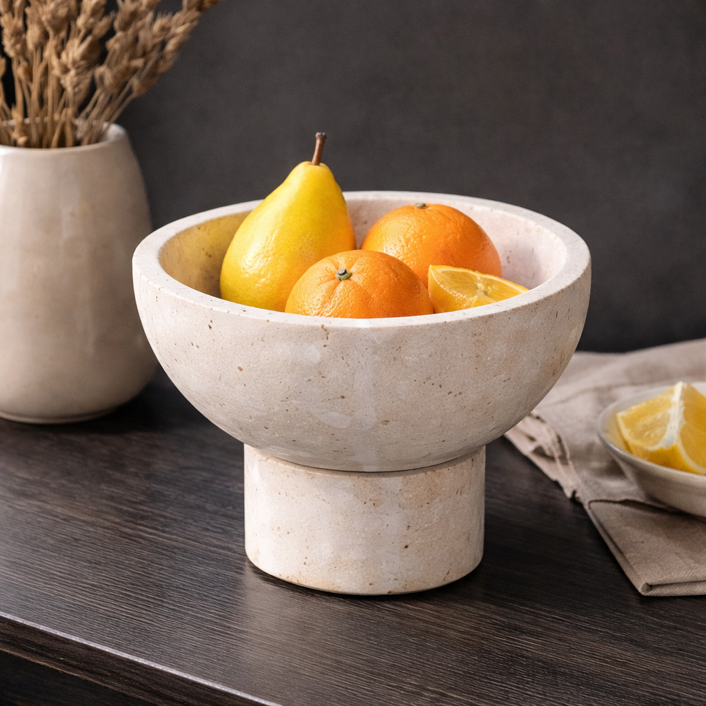 Sculpted Stone Pedestal Bowls