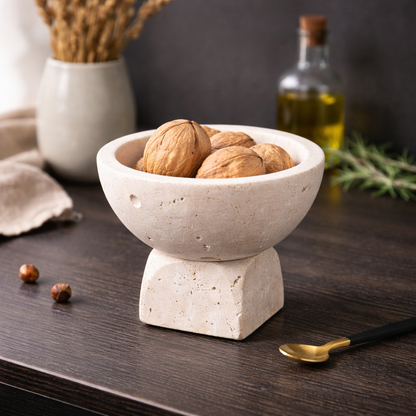 Sculpted Stone Pedestal Bowls