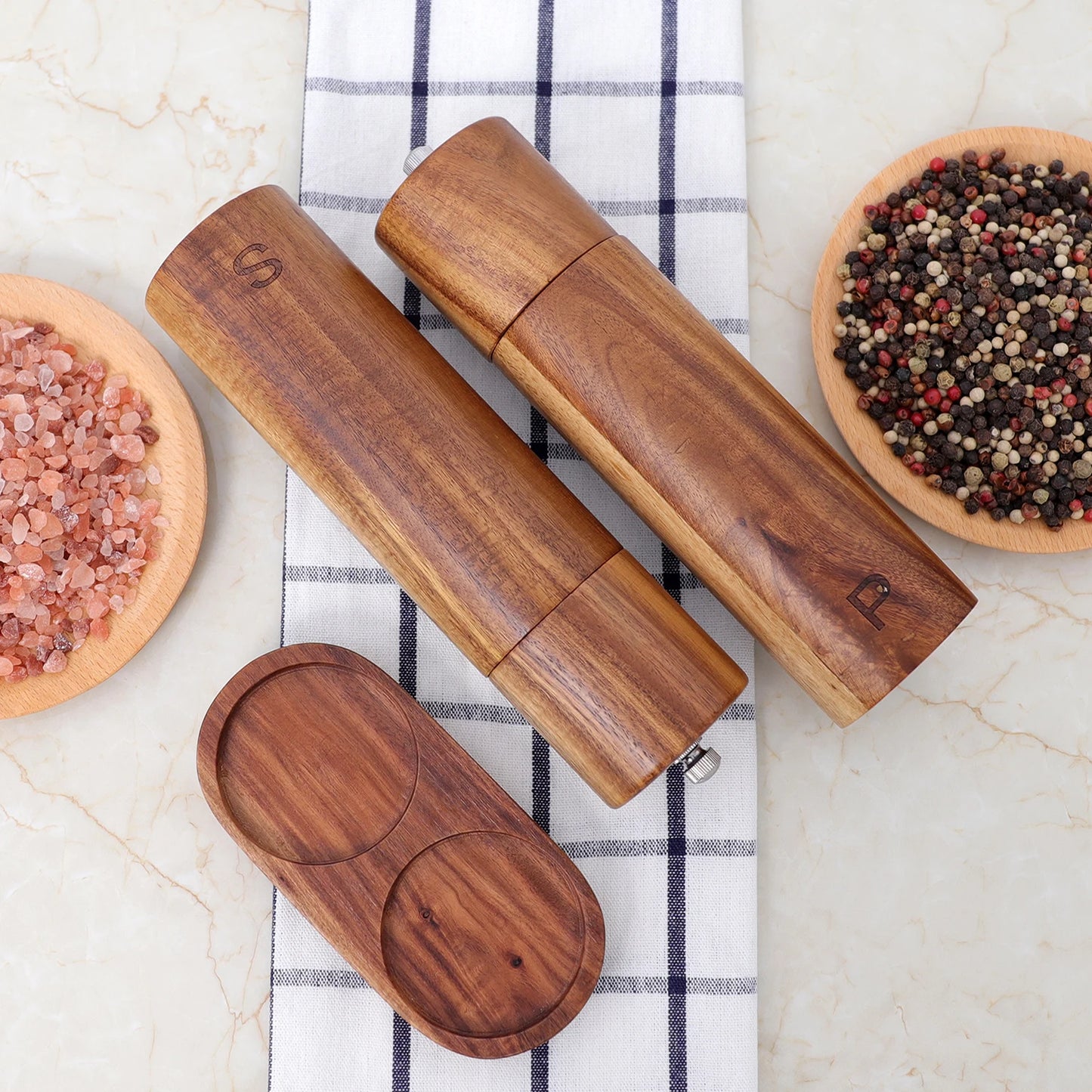 Acacia Wood Salt & Pepper Grinders