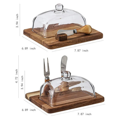 Acacia Wooden Butter Dish Set