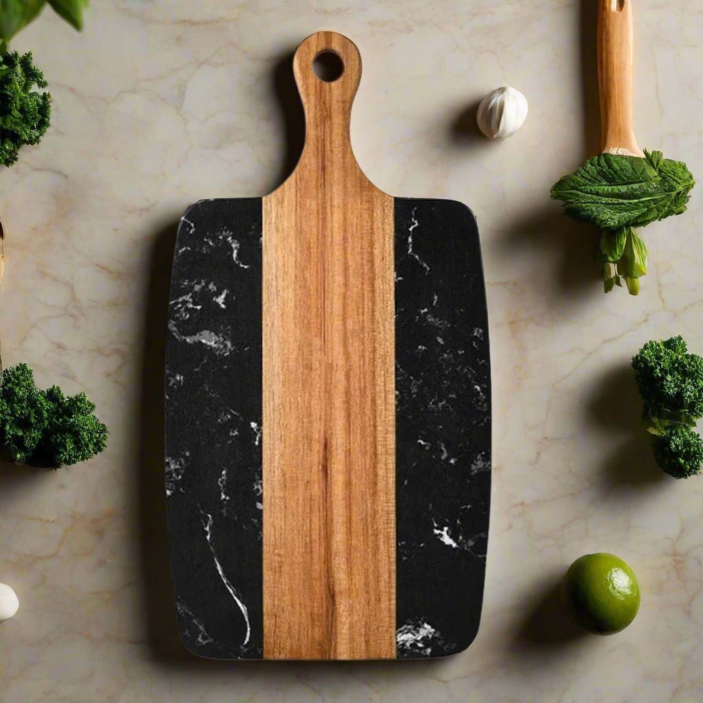 Acacia Wood Stone Hybrid Cheese Board - Urban Jiko