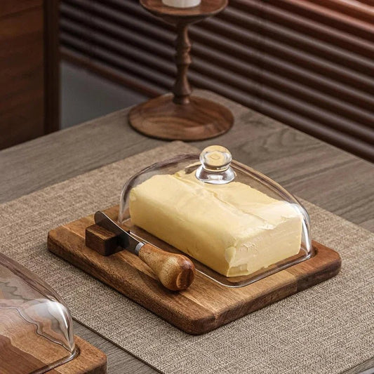 Acacia Wooden Butter Dish Set - Urban Jiko