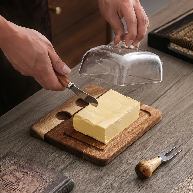 Acacia Wooden Butter Dish Set - Urban Jiko