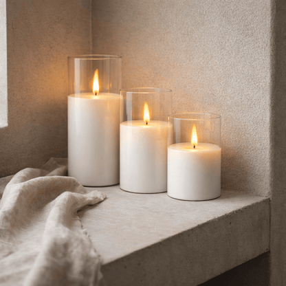 Elegant Candle Collection, 3 - Piece Flameless Candle Set. - Urban Jiko