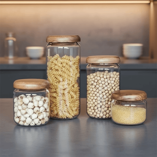 Glass Storage Containers with Acacia Wood Lid - Urban Jiko