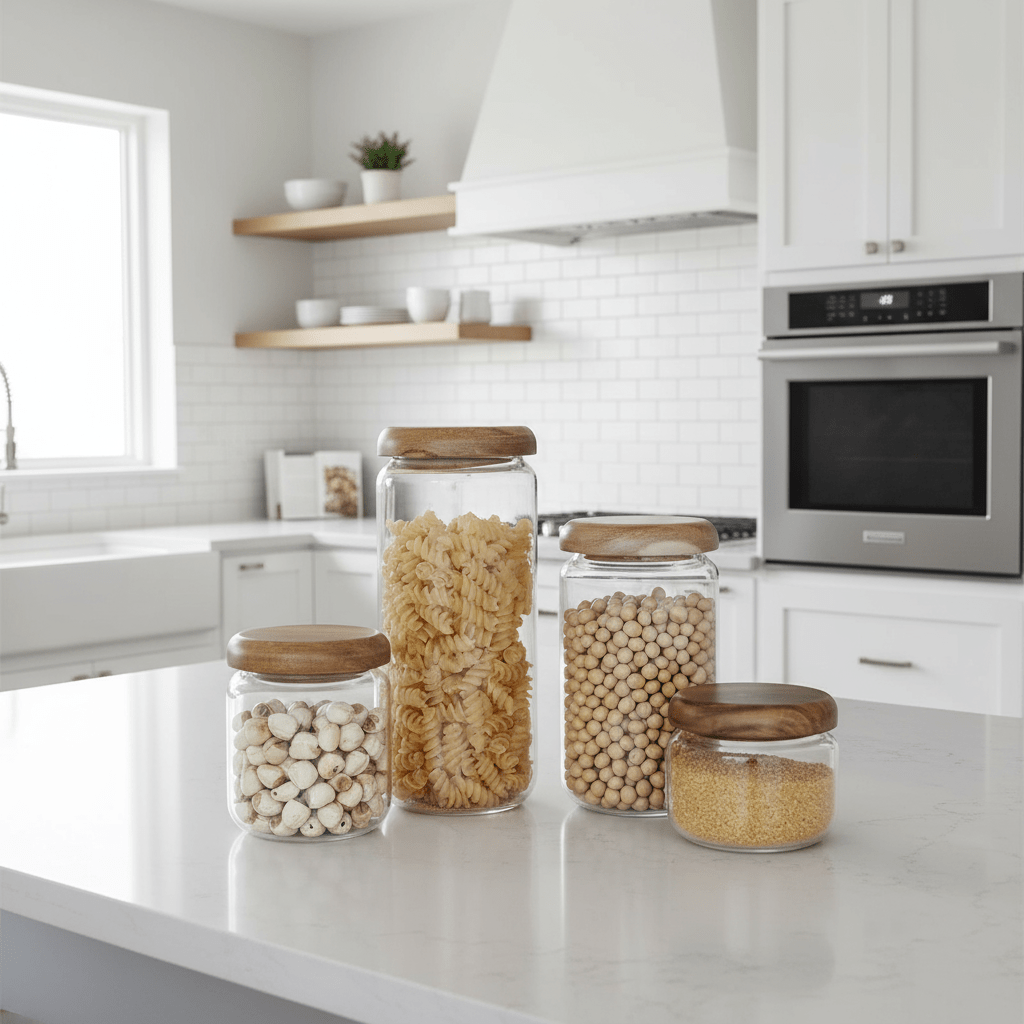 Glass Storage Containers with Acacia Wood Lid - Urban Jiko