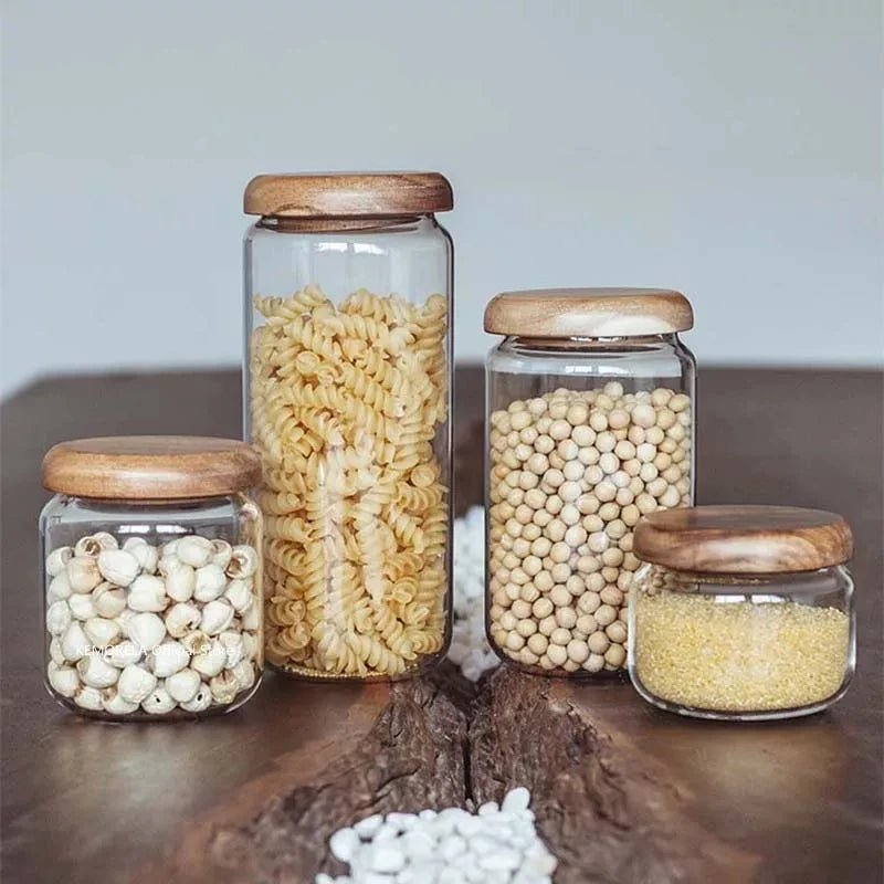Glass Storage Containers with Acacia Wood Lid - Urban Jiko