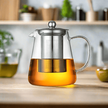 Heat Resistant Glass Teapot with Stainless Steel Tea Strainer - Urban Jiko