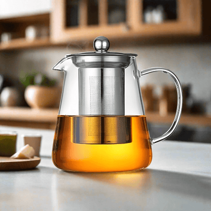 Heat Resistant Glass Teapot with Stainless Steel Tea Strainer - Urban Jiko