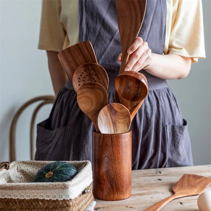 Premium Wooden Utensil Holder - Urban Jiko
