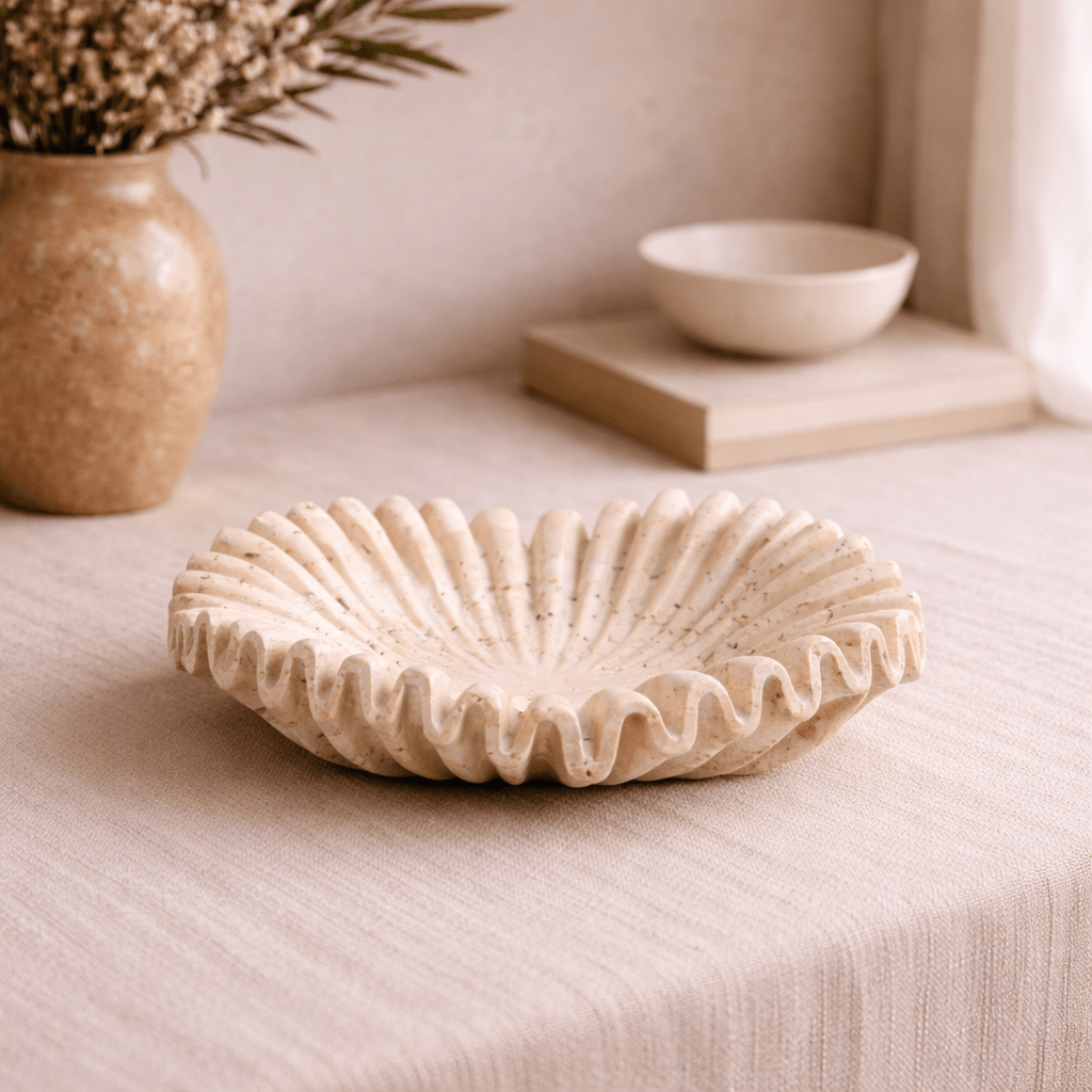 Solace Pleated Marble Bowl - Urban Jiko