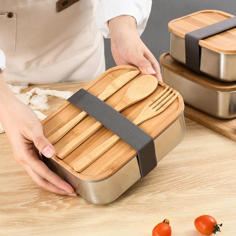 Stainless Steel Lunchbox with Wooden Lid - Urban Jiko