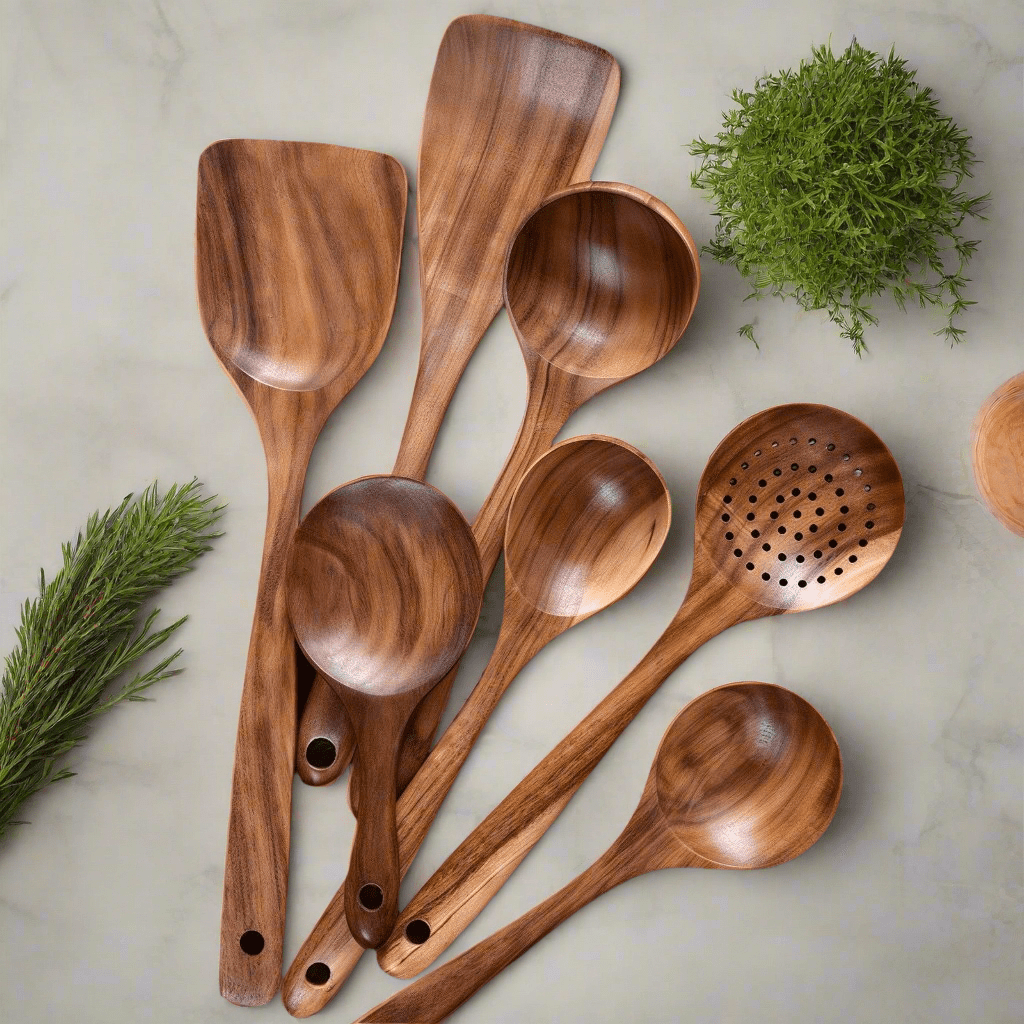 Teak Wooden Utensil Set - Urban Jiko