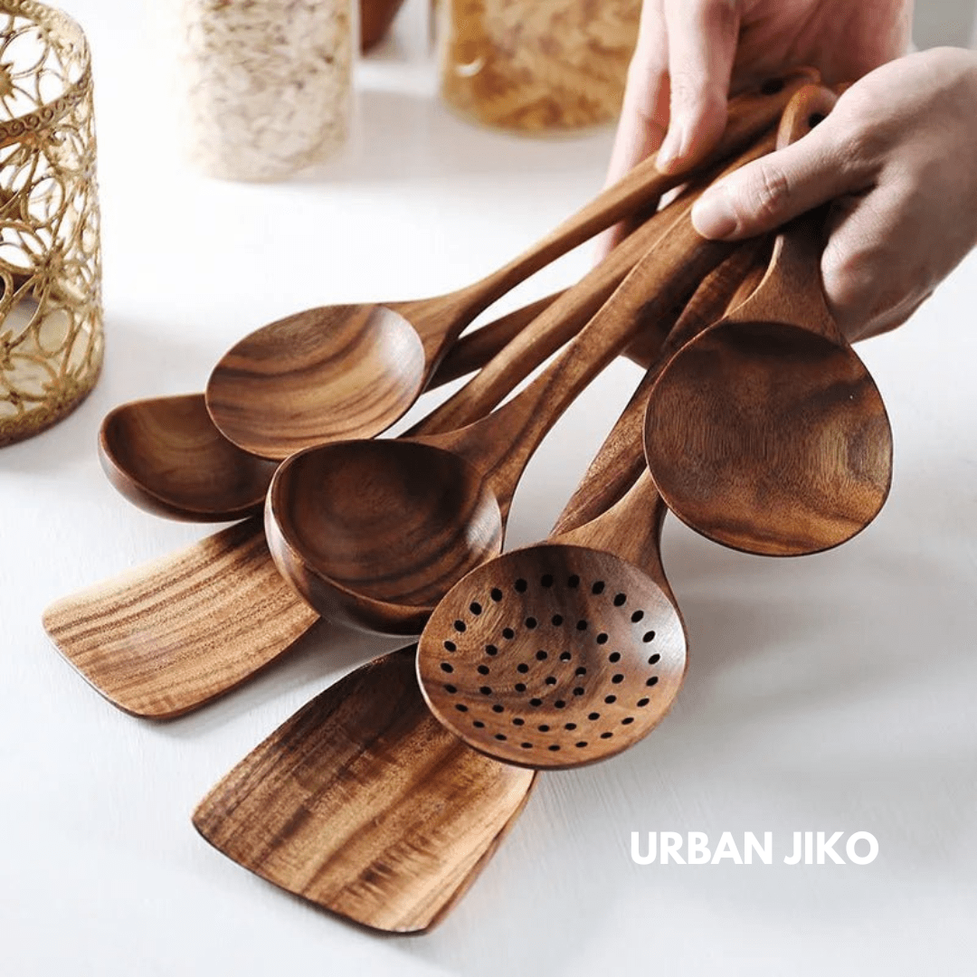 Teak Wooden Utensil Set - Urban Jiko