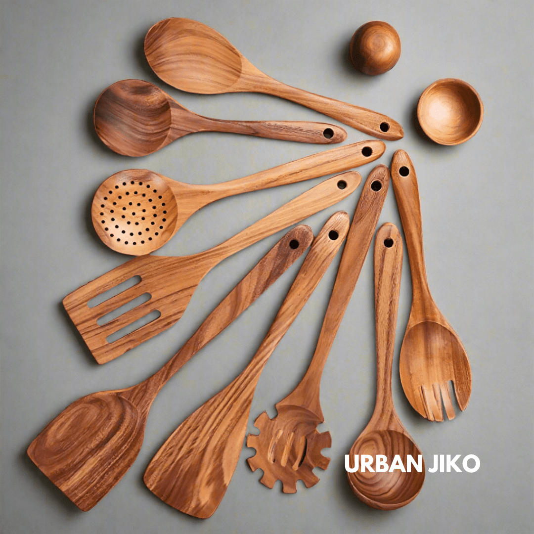 Teak Wooden Utensil Set - Urban Jiko