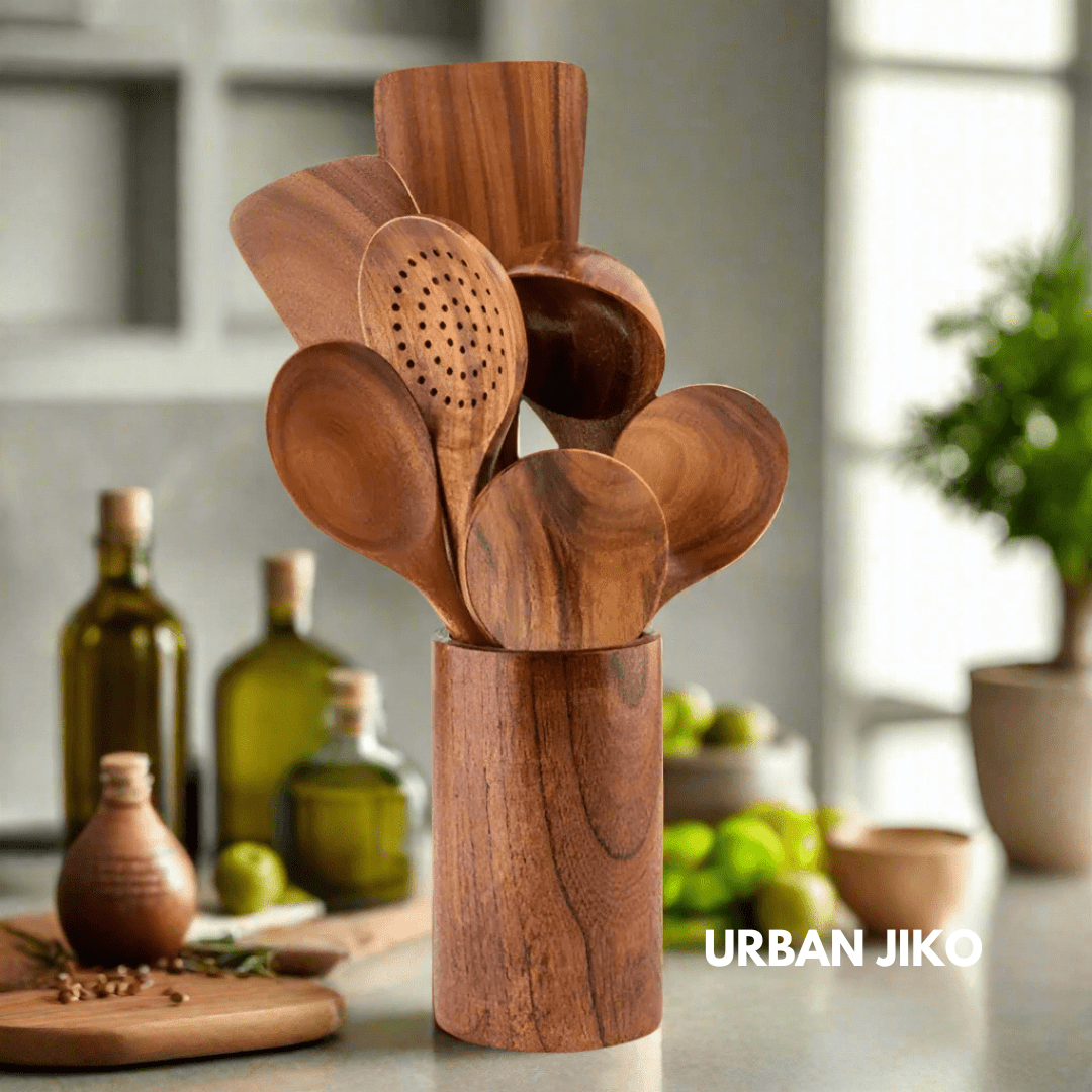 Teak Wooden Utensil Set - Urban Jiko