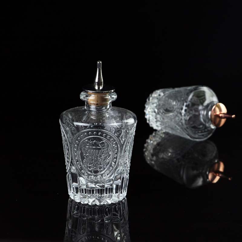 Vintage Carved Glass Pour Bottle - Urban Jiko