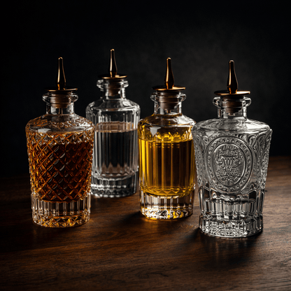 Vintage Carved Glass Pour Bottle - Urban Jiko