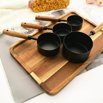 Walnut Wooden Measuring Set with Black Stainless Steel (8 Piece Set) - Urban Jiko