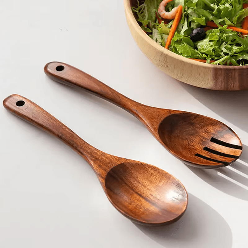 Wooden Teak Salad Utensil Set - Urban Jiko