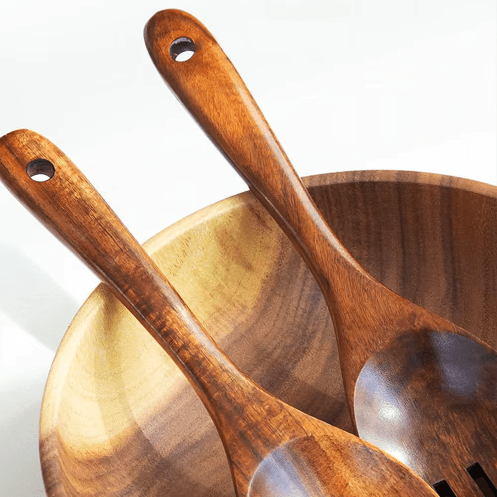Wooden Teak Salad Utensil Set - Urban Jiko